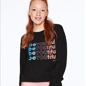 VS PINK BE-YOU-TIFUL GIRLFRIEND CROPPED CUT OFF TEE